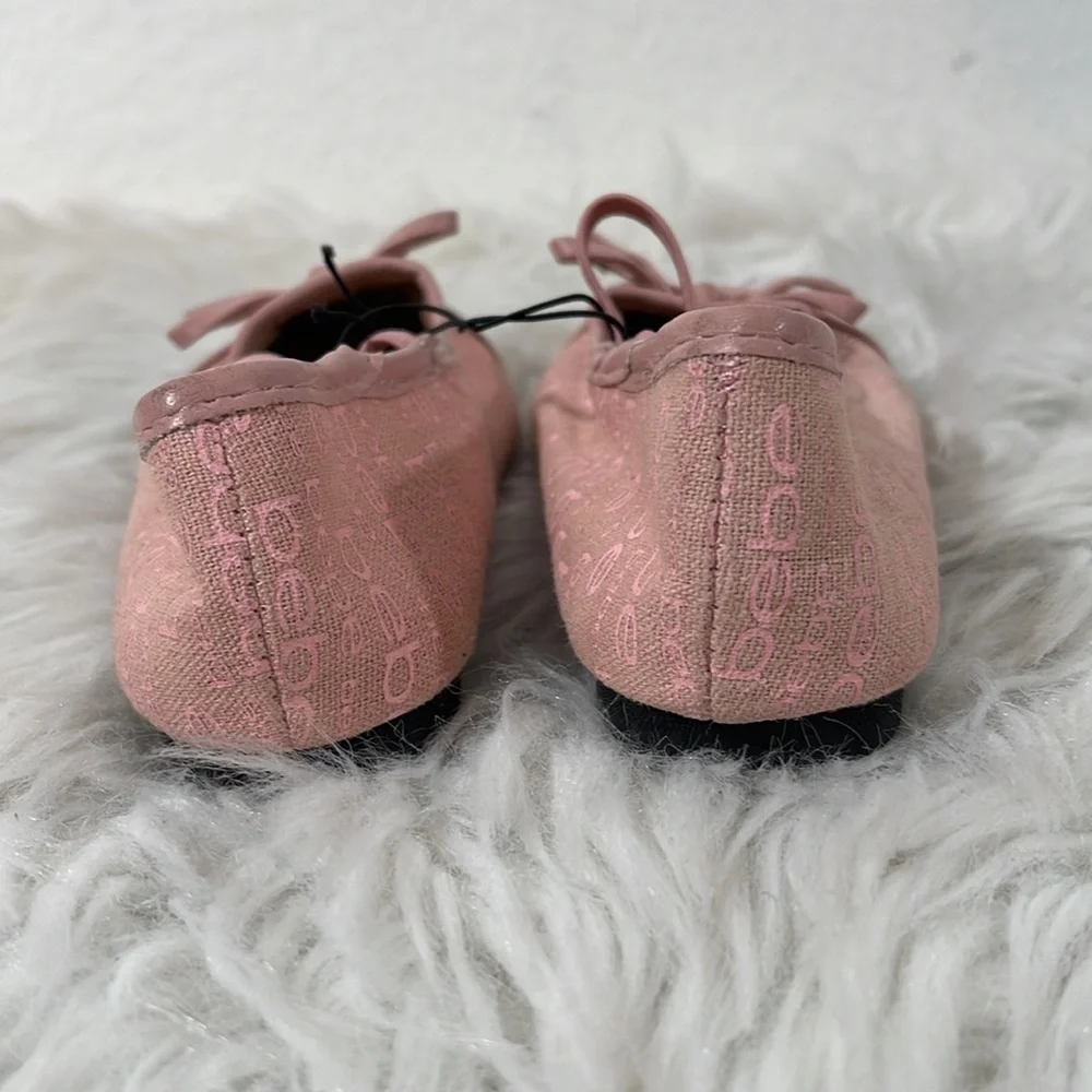 BEBE Girls Ballerina Flats Pink Slip On Shoes Size 8 New